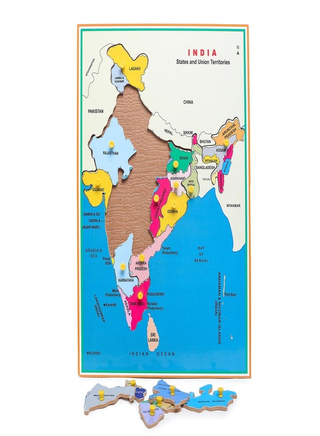 LASERBOT Wooden India State MAP Knob, Mini Puzzle Foam Mat, Interlocking MAP Puzzle, Non-Toxic Wooden Colorful Toys, Learning Puzzle Mats - Image 5